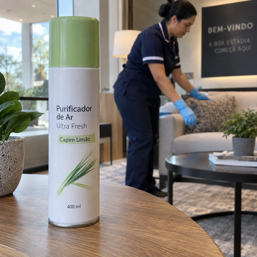 Perfuma com fragrância de capim-limão — cena ilustrativa de uso
