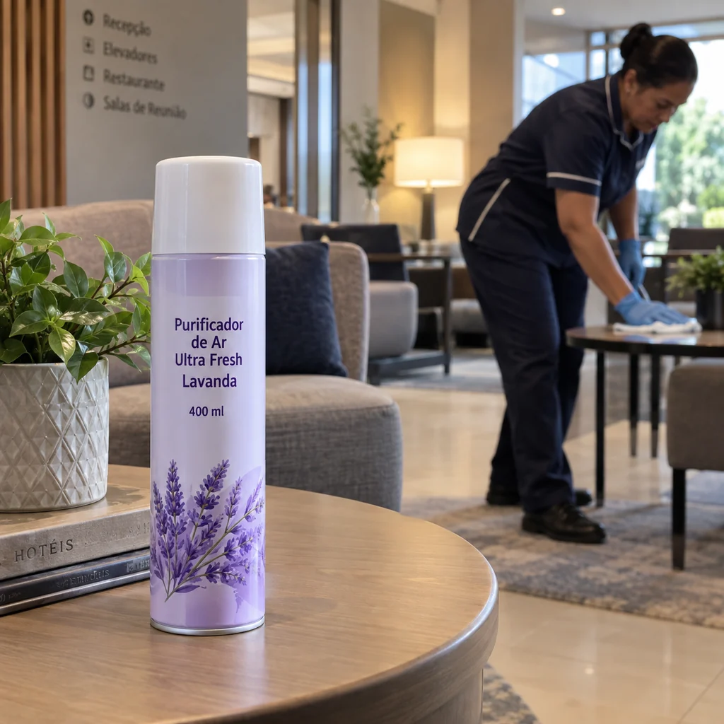 Perfuma com fragrância de lavanda — cena ilustrativa de uso